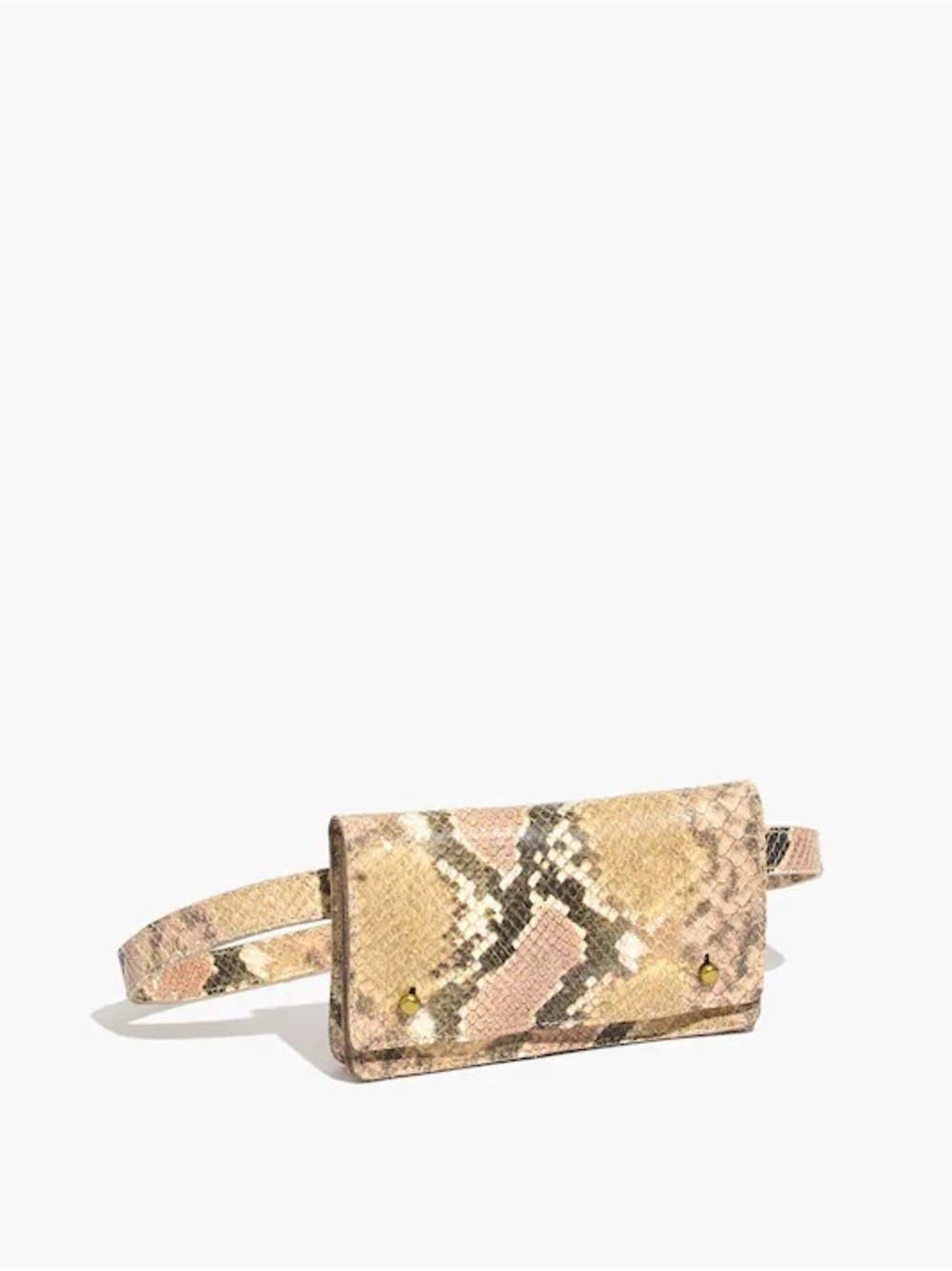 Madewell Snake-Print Leather Belt Bag in Blush and Tan size small